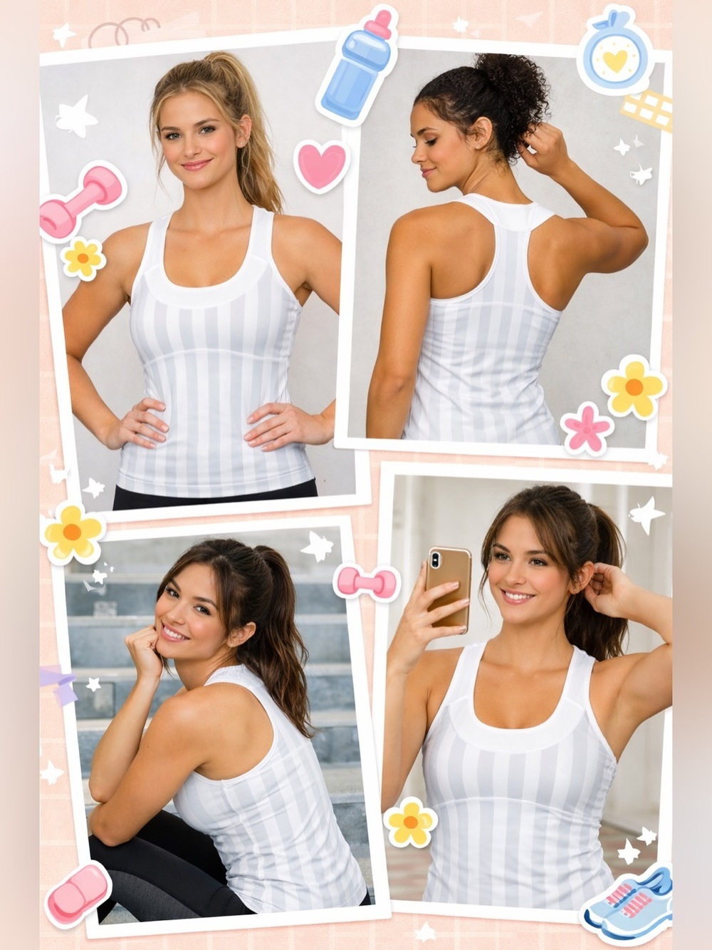 Lululemon white striped tank top size 4